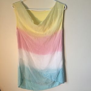 Pastel Double Layer Drape Tank w/Sequins